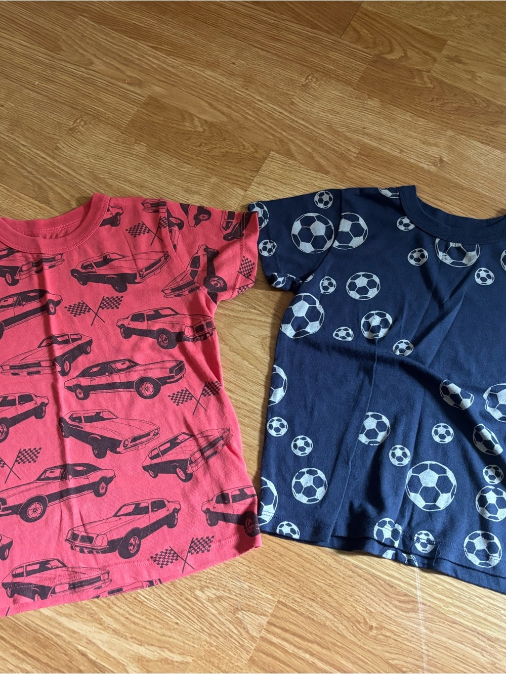 Chaser Kids Short Sleeve Tees - Red Car Print & Navy Soccer Print